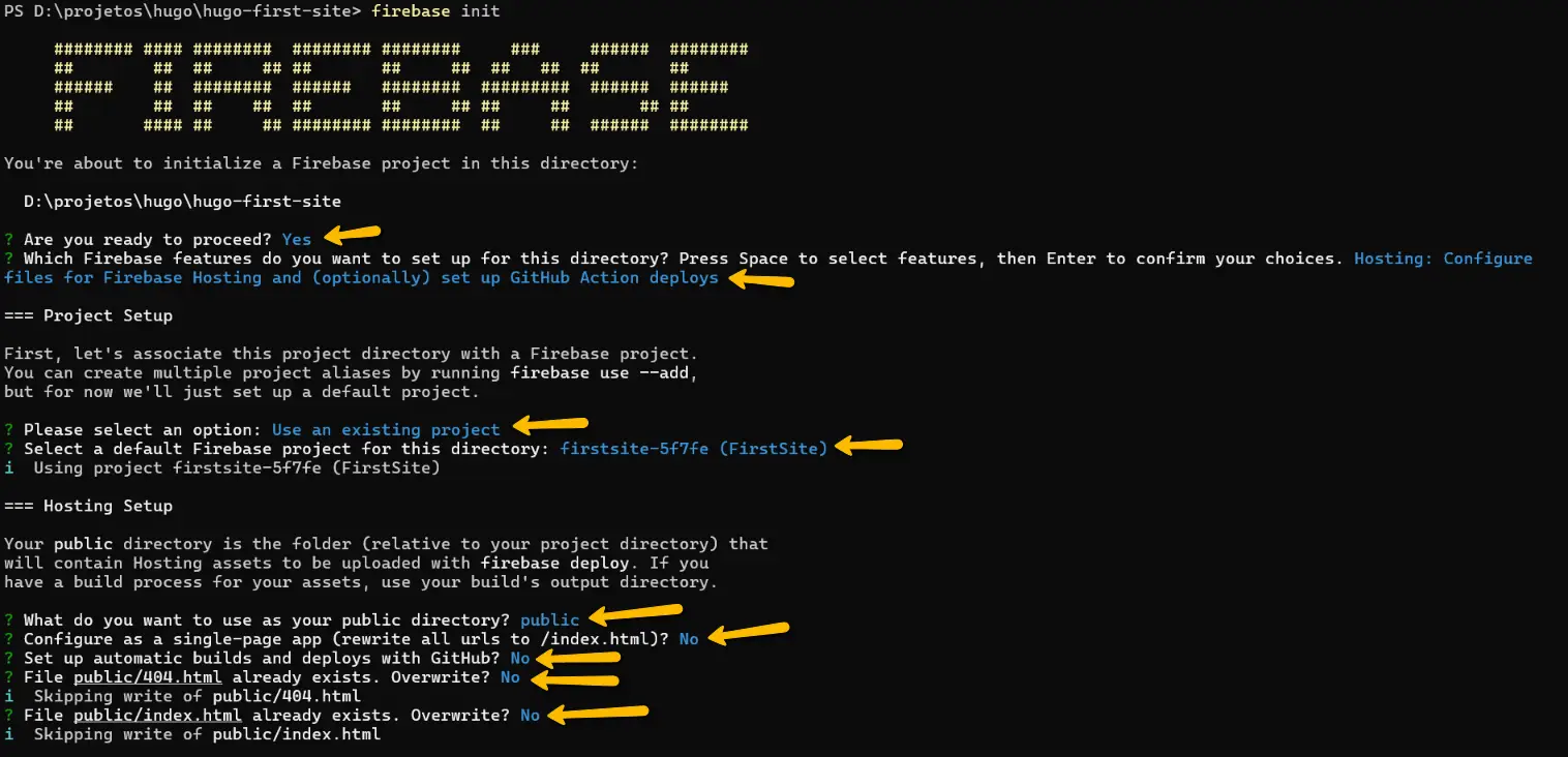 Firebase terminal-init config