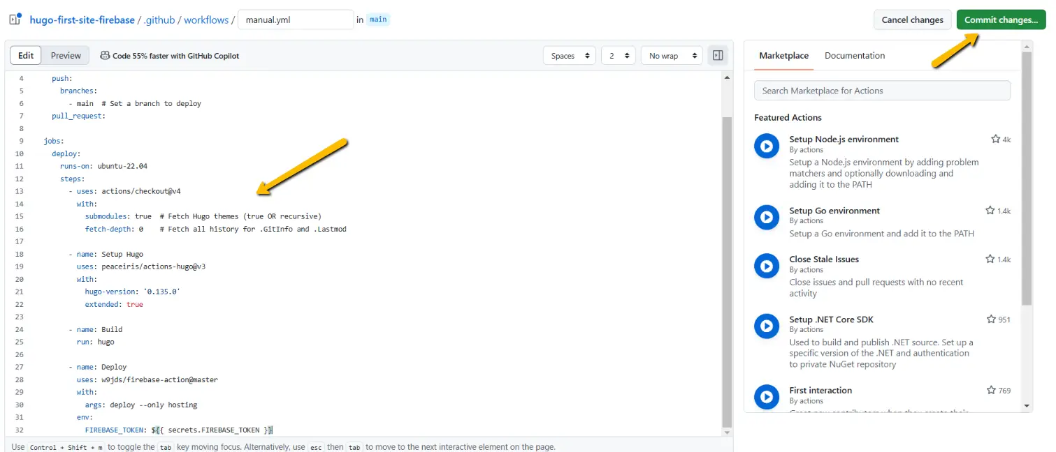 Github-config workflow git actions