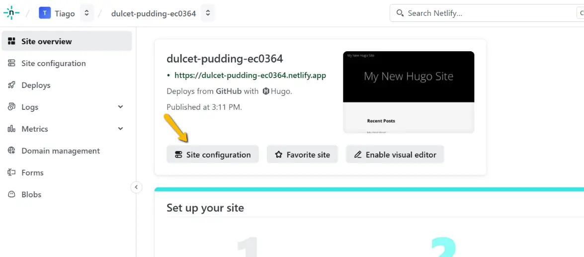 Netlify - iniciando configuração
