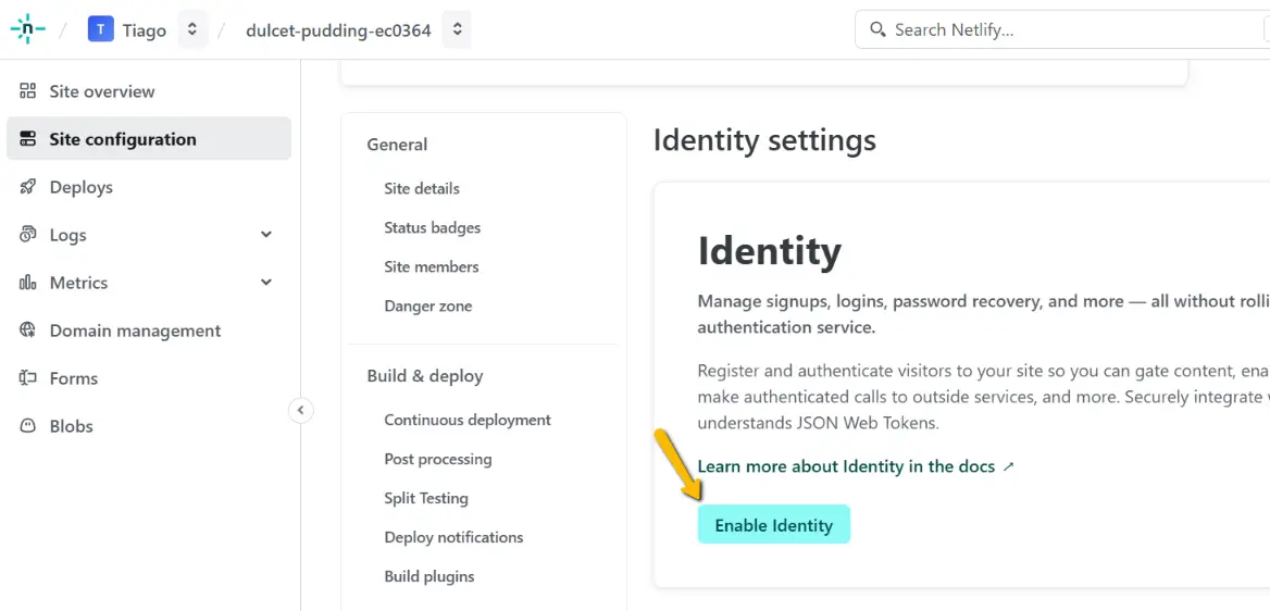 Netlify - habilitando identity