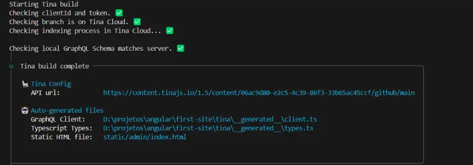 TinaCloud - config local ok